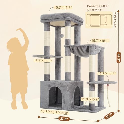 Heybly Heavy Duty Cat Tree with Large Base for Large Indoor Cats HCT026W - Image 6