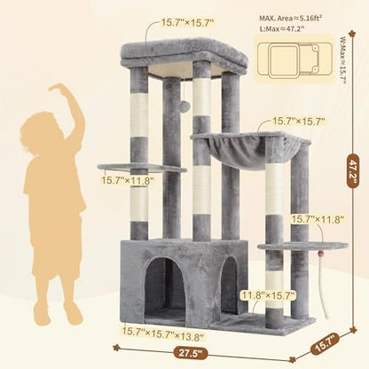 Heybly Heavy Duty Cat Tree with Large Base for Large Indoor Cats HCT026W - Image 6