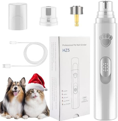VIWIK Dog Nail Grinder, 2-Speed Rechargeable Dog Nail Trimmers for Large Medium & Small Dogs, Upgrade Professional Electric Pet Paws Nail Grinder, Quiet Puppy Grooming Tool Cat Dog Nail Dremel White by VIWIK