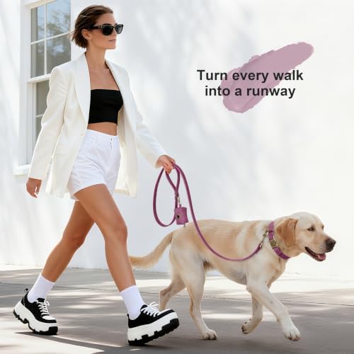 Didog Dog Poop Bag Holder for Leash, Stylish PU Leather, Purplw - Image 4