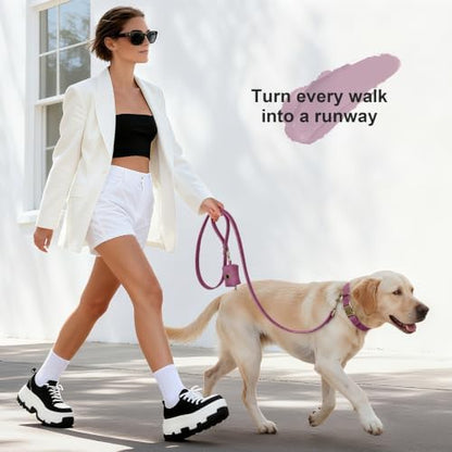 Didog Dog Poop Bag Holder for Leash, Stylish PU Leather, Purplw - Image 4