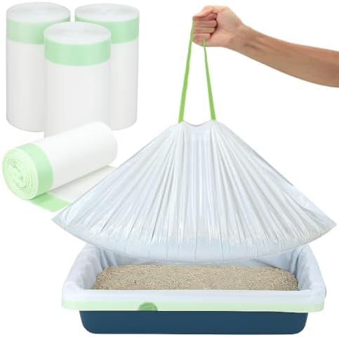 Thickened Extra Large Cat Litter Box Liners 37" x 17", 20 Count Kitty Waste Bags with Drawstring – Heavy Duty Tear-Resistant Waterproof Pre-Separated Cat Litter Pan Liners for Easy Cleanup - Image 5