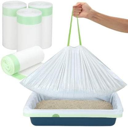 Thickened Extra Large Cat Litter Box Liners 37" x 17", 20 Count Kitty Waste Bags with Drawstring – Heavy Duty Tear-Resistant Waterproof Pre-Separated Cat Litter Pan Liners for Easy Cleanup - Image 5