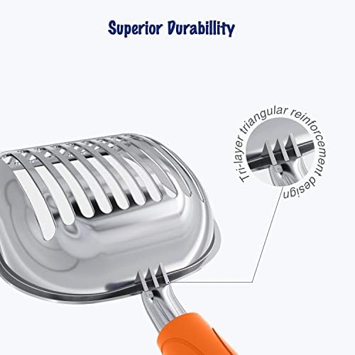 WePet Cat Litter Scoop, Aluminum Alloy Sifter, Kitty Metal Scooper, Deep Shovel, Long Handle, Poop Sifting, Kitten Pooper Lifter, Durable, Heavy Duty, for Litter Box - Image 3