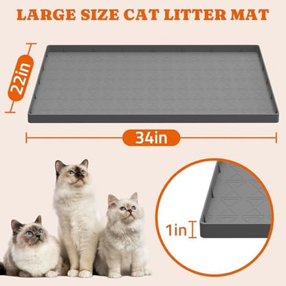 Pawtners Silicone Cat Litter Mat 34 x 22 in, Easy to Clean, 2 Pack - Image 4