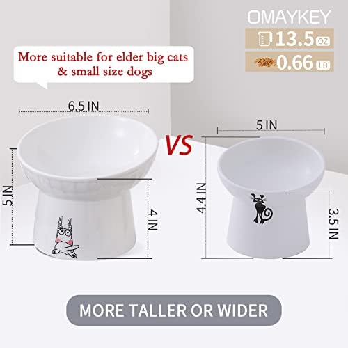 6.5 Inch Extra Wide Ceramic Raised Cat Bowls, Tilted Elevated Cat Bowl - Image 3