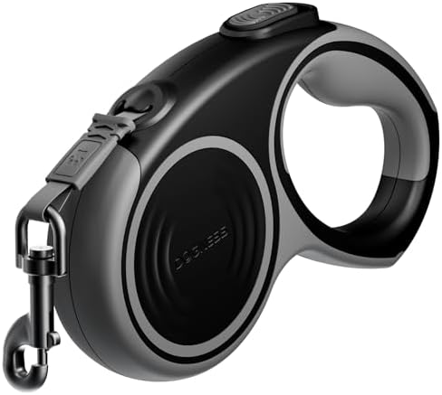 DOGNESS 16.4 Ft Heavy Duty Retractable Dog Leash 110 lbs (Titanium Grey) by DOGNESS