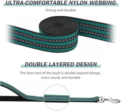 Hikiko 4FT Double Handle Traffic Dog Leash Reflective,Dark Green - Image 2