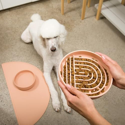 Slow Feeder Dog Bowl - Silicone Dog Bowl, Large, 9.5" x 1.5" - Blush - Image 5