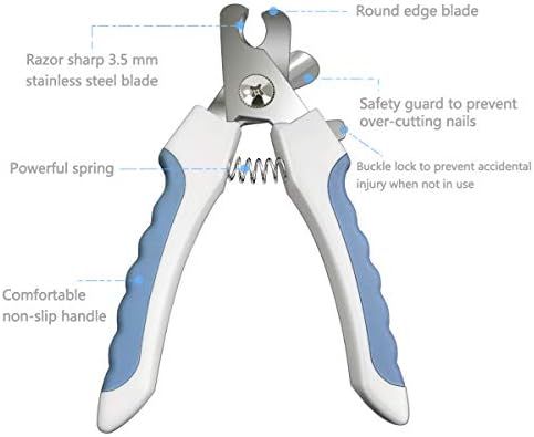 Pet Nail Clippers and Trimmers Set Safety Guard to Avoid Over Cutting Razor Sharp Blades Grooming Tool for All Small Large Dog Cat Blue - Image 2