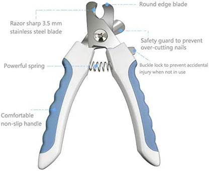 Pet Nail Clippers and Trimmers Set Safety Guard to Avoid Over Cutting Razor Sharp Blades Grooming Tool for All Small Large Dog Cat Blue - Image 2