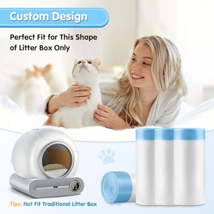 Self Cleaning Cat Litter Box Liner - 60 Counts, Drawstring Cat Litter Waste Container Bags for Self-Cleaning Litter Boxes, Durable, Tear-Resistant, Liquid-Tight - Image 7