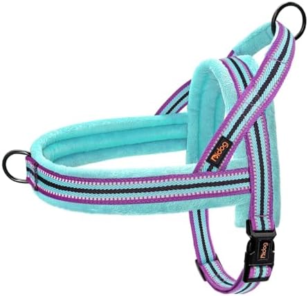 Didog No Pull Dog Harness for Large Dogs, Soft Flannel Padded, Mixed-Blue,L by Didog