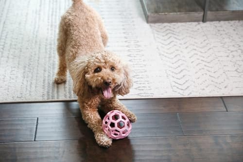 JW Pet HOL-ee Roller Dog Puzzle Ball, Medium 4.5in, Natural Rubber, Pink - Image 7