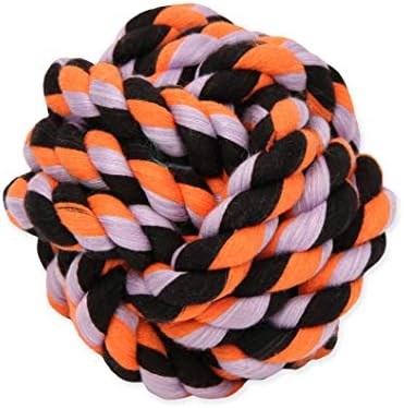 Mammoth Flossy Chews Monkey Fist Ball Premium Cotton-Poly Rope Dog Toy Interactive & Fetch Toy for Small Dogs - Small 3.75" - Assorted Colors by MammothPetProducts