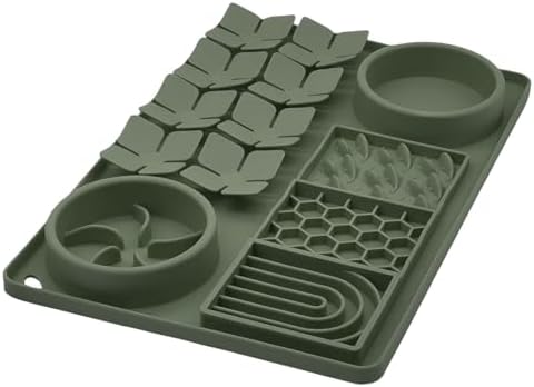 Slow Feeder Bowl, Silicone Lick Mat with Suction Cups for Dog Cat, Snuffle Mat for Pet Smell Training, Puzzle Toys for Bored Puppy, Interactive Sniff Mat for Slow Eating & Keep Busy, Dark Green by Unknown