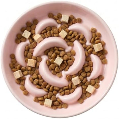 Ceramic Slow Feeder Cat Bowl, 6.3'' Wide Whisker Friendly Cat Puzzle Feeder by PTOBER