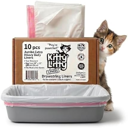 Cat Litter Box Liners 10 Count Jumbo Heavy Duty by Kitty+Litty