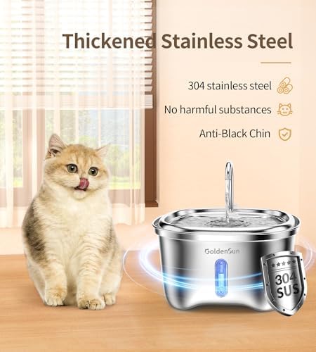 Cat Water Fountain Stainless Steel, 120 oz/3.5 L Pet Water Fountain for Cats Indoor, Automatic Cat Fountains for Drinking, Dog Water Fountain with Replacement Filters, Ultra-Quiet, Water Level Window - Image 4