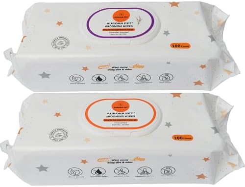 Aurora Pet Wipes – 100% Natural, Plant-Based Hypoallergenic Grooming Wipes for Dogs & Cats – Extra-Durable, Large & Thick for Effortless Cleaning (Combo, 200 Count) by AuroraPet%C2%AE