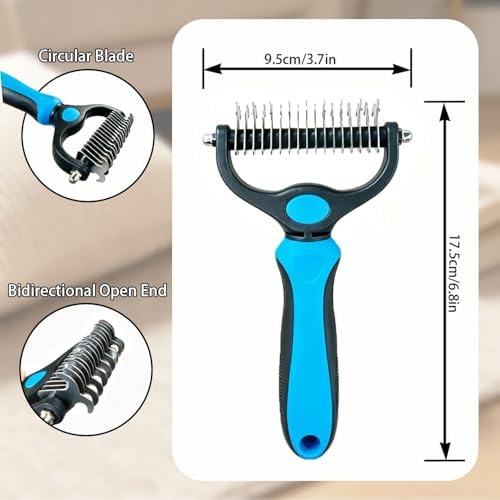 Pet Grooming Brush,Dematting Comb for Dogs and Cats, Undercoat Rake Pet Brush for Long Hair, Deshedding Dog Brush Removes Tangles Knots and Loose Fur, Matted Fur on Cats and Dogs - Image 6