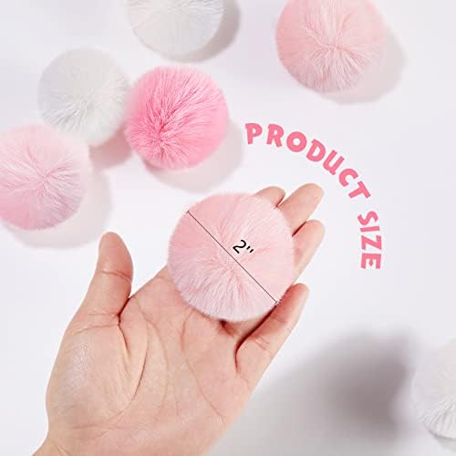 Weewooday 12 Pcs Large Fuzzy Cat Pom Pom Balls Plush Toys, Pink, White - Image 3