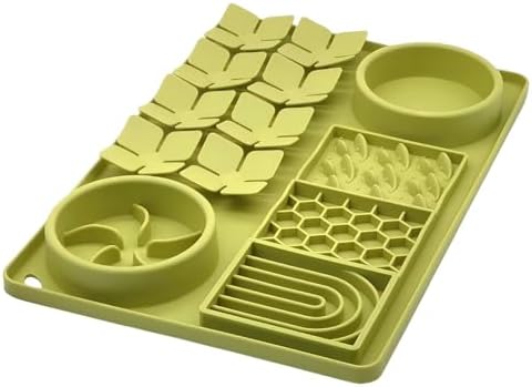 Slow Feeder Bowl, Silicone Lick Mat with Suction Cups for Dog Cat, Snuffle Mat for Pet Smell Training, Puzzle Toys for Bored Puppy, Interactive Sniff Mat for Slow Eating and Keep Busy, Green by Unknown