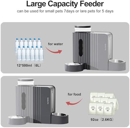 Gravity Automatic Cat Feeder, Water & Food Dispenser Set, Stainless Bowls - Image 3