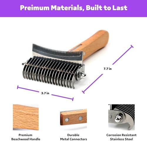 2 in 1 Undercoat Rake for Dogs and Cats, Professional Grooming Brush Dematting & Shedding Comb to Remove Loose Hair, Matted Fur Efficiently, Perfect for Poodle, Doodle & All Long Haired Pets - Image 6