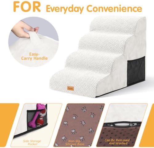 Topmart High Density Foam Dog Steps 4 Tiers,Extra Wide Deep Pet Steps - Image 4