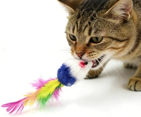 Cat Mouse Toy - 15 Pack Furry Rattle Mouse Toys for Cats with Feather Tail, Realistic Plush Kitten Toys with Catnip & Rustling Sound, Interactive Cat Toys for Indoor Cats - Image 6