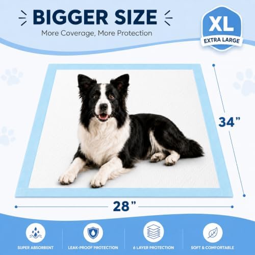50 Count Puppy Pads, Extra Large 34"×28" Dog Pee Training Potty Pads - Image 2
