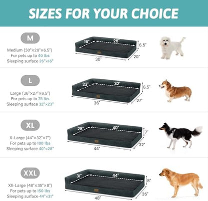 COZY KISS Orthopedic Dog Bed for Large Sized Dogs, L Shaped 36x27 inch - Image 4