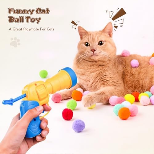 Kerros Cat Ball Toy Launcher with 30 Pom Pom Balls for Indoor Cats - Image 2