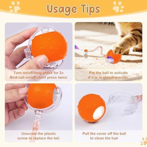 Interactive Cat Ball Toy, Motion Activated Electric Rechargeable Cat Toy - Image 7