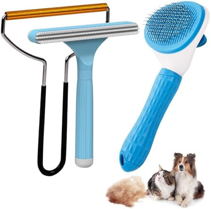 Analan 3 in 1 Pet Grooming & Hair Removal Kit (Sky Blue) by ANALAN