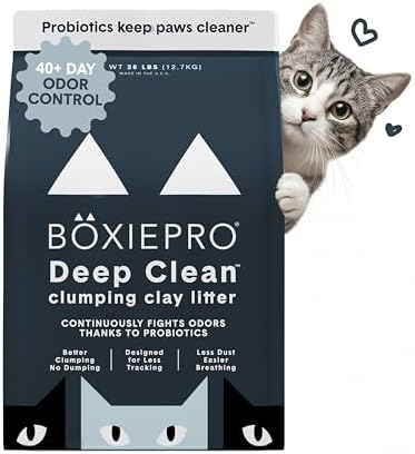 Boxie Probiotic Cat Litter, 40 Day Control, Clumping Clay Kitty Litter, Odor Eliminating Probiotics, Dust-Free, No Fragrances No Fillers, 28 lb by Boxiecat
