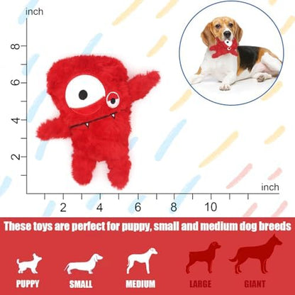 Monster Stuffed Squeaky Dog Toy, Crinkle Dog Plush Toy, Red - Image 7