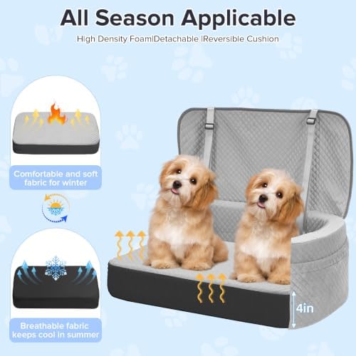 BLVRYVIO Large Dog Car Seat for Medium Sized Dogs Under 55lbs or 2 Smalls - Image 4