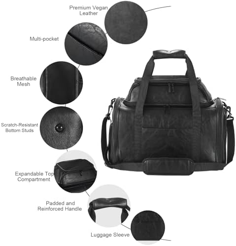 Premium Leather Top Expandable Pet Carrier for Small Dogs & Cats Under 15 lbs, Airline Approved Collapsible Soft-Sided Luxury Travel Bag Black - Image 4