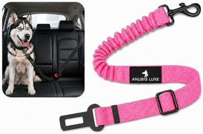 Dog Seat Belt Retractable Dog Leash Adjustable Dog Seatbelt for Vehicle Pet Safety Elastic Nylon Bungee Buffer Strap Elite Heavy Duty Durable Car Harness Tether for Dogs (Pink) by Unknown