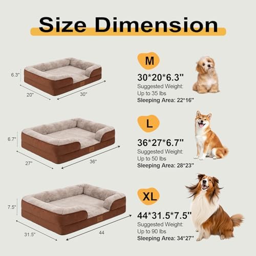 Orthopedic Dog Beds Large Sized Dog, Memory Foam Dog Bed Couch, 36"L - Image 3