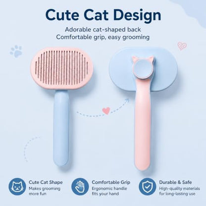 Cat Deshedding Tool, Self Cleaning Cat Deshedder, Medium & Long Hair, White - Image 6