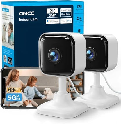 GNCC 2K Indoor Camera for Home Security with Phone App 5G/2.4G WiFi Pet Cam by GNCC