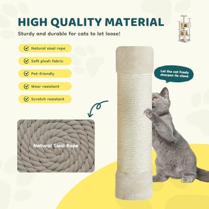 54 Inch Cat Tree Tower with Sisal Scratching Post - Image 4