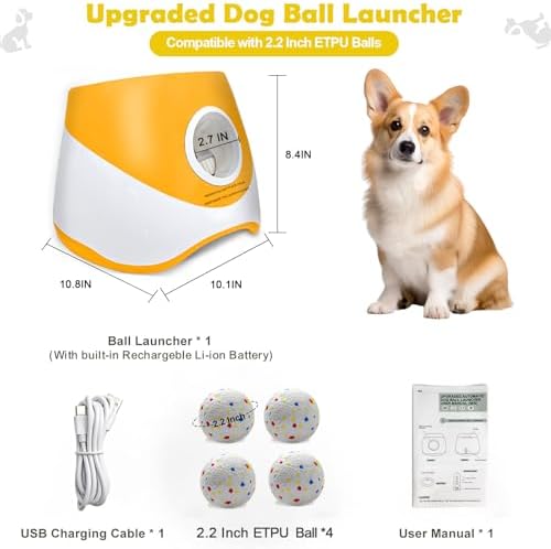 Automatic Dog Ball Launcher for Small to Medium Dogs, 2.2 Inch ETPU Dog Ball Thrower, 3 Distance Adjustable 19-39 Ft Interactive Dog Toy, Mental Stimulating Puppy Toy with 4 ETPU Balls (Orange) - Image 5