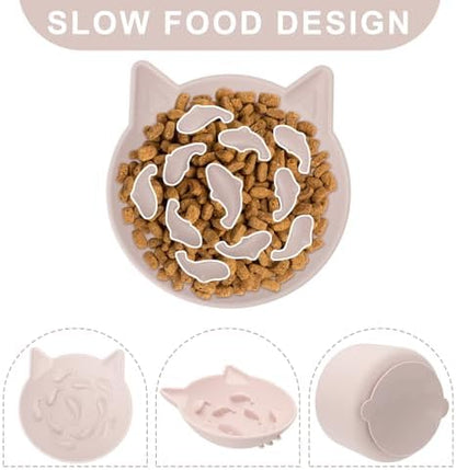 Silicone Cat Slow Feeder, Elevated Slow Feeder Bowl Tilt Design, Suitable for Dry and Wet Food, Adjustable Angle, Cat Food Puzzle with Suction Cup(Pink) - Image 5