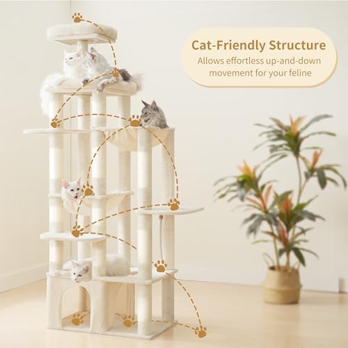 Heybly Cat Tree, 71-Inch Tall Cat Tower for Large Maine Coon Cats HCT03MG - Image 2