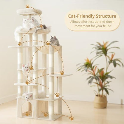 Heybly Cat Tree, 71-Inch Tall Cat Tower for Large Maine Coon Cats HCT03MG - Image 2