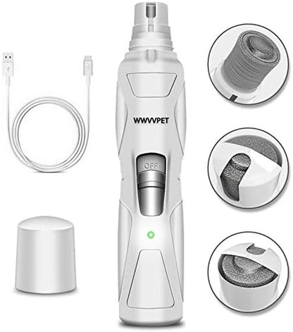 Pet Nail Grinder with LED Light & 2 Grinding Heads, 2-Speed Low Noise by WWVVPET